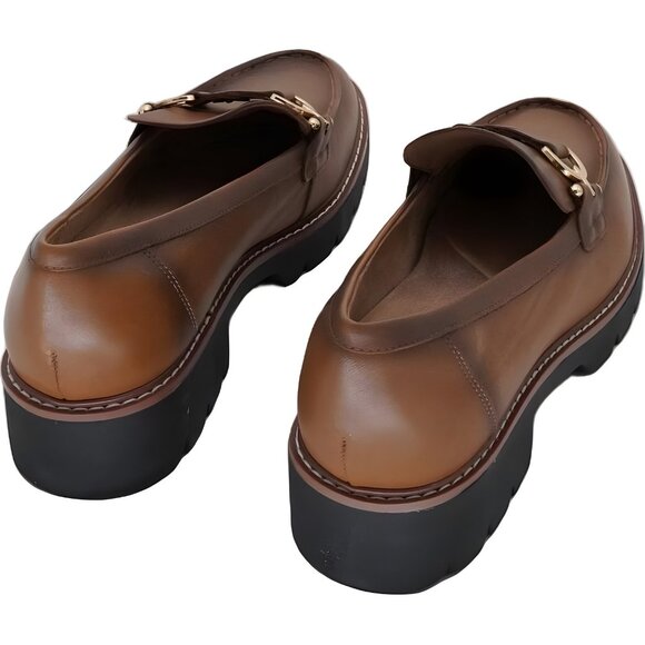 Easy Spirit Kinndle Cognac Leather Lug Sole Loafers Women’s Shoes 11M - Picture 3 of 6